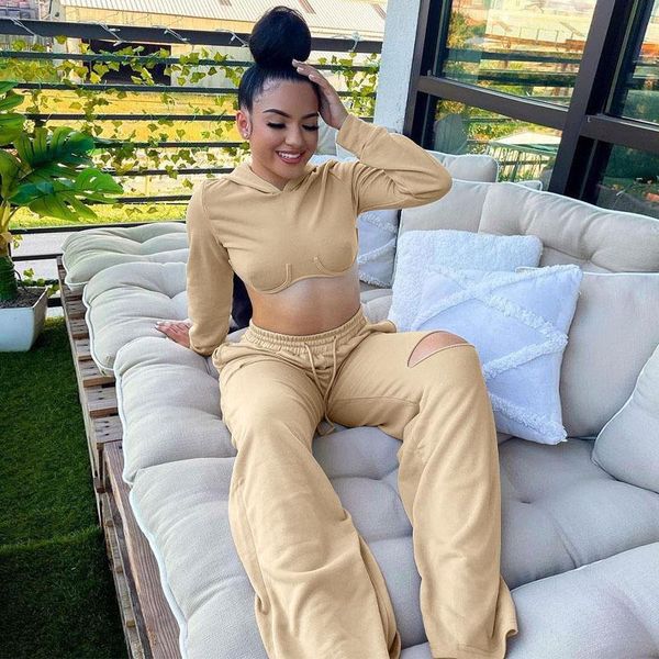 women's two piece pants 2021 autumn and winter fashion leisure short crop hoodie sport loose hole wide leg set, White
women's two piece pants 2021 autumn and winter fashion leisure short crop hoodie sport loose hole wide leg set, White