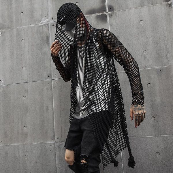 men's t-shirts nightclub dj singer mesh hip hop punk rock t shirt long with waist rope mens harajuku gothic hooded tee shirts cloa, White;black
men's t-shirts nightclub dj singer mesh hip hop punk rock t shirt long with waist rope mens harajuku gothic hooded tee shirts cloa, White;black