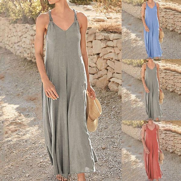 casual dresses woman summer 2021 v-neck spaghetti straps sleeveless solid loose shift maxi long dress beach holiday, Black;gray
casual dresses woman summer 2021 v-neck spaghetti straps sleeveless solid loose shift maxi long dress beach holiday, Black;gray