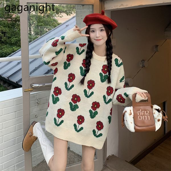 gaganight women sweater autumn winter korean style sweet chic flower pullover color contrast loose mid-length knitted, White;black
gaganight women sweater autumn winter korean style sweet chic flower pullover color contrast loose mid-length knitted, White;black