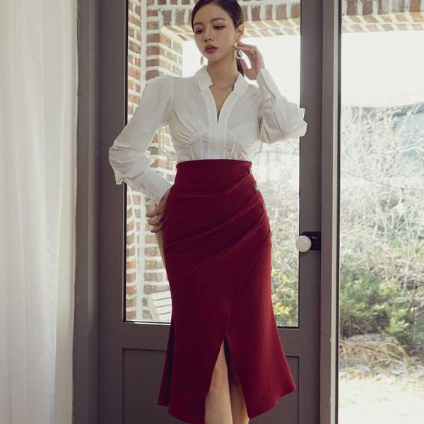women crop & skirt suit spring casual button irregular draped 2 piece set office lady work 210529, White
women crop & skirt suit spring casual button irregular draped 2 piece set office lady work 210529, White