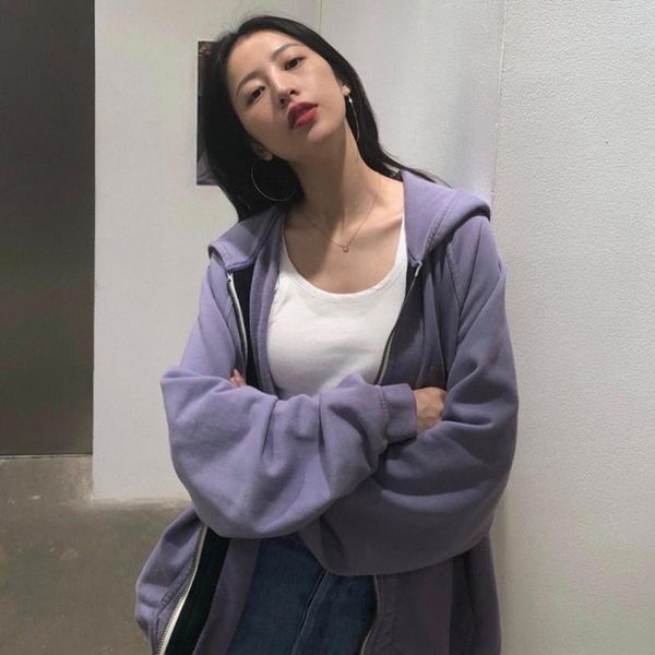 women's hoodies & sweatshirts zip up women hoodie 2021 spring korean long sleeve purple sweetshirts loose casual jacket harajuku chic f, Black
women's hoodies & sweatshirts zip up women hoodie 2021 spring korean long sleeve purple sweetshirts loose casual jacket harajuku chic f, Black