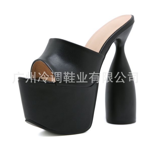high heeled sandals women's summer large herringbone slipper with thick bottom and thick high-heeled sandals, Black
high heeled sandals women's summer large herringbone slipper with thick bottom and thick high-heeled sandals, Black