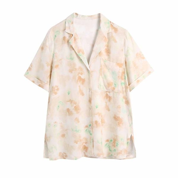 women's blouses & shirts women 2021 fashion khaki tie dye print shirt casual full short sleeve chic, White
women's blouses & shirts women 2021 fashion khaki tie dye print shirt casual full short sleeve chic, White