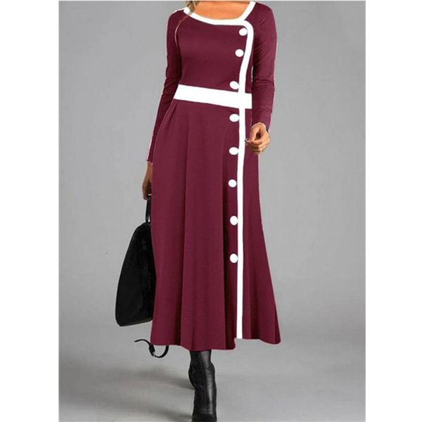 new multi color contrast single breasted long dress in autumn and winter 2020, Black;gray 
new multi color contrast single breasted long dress in autumn and winter 2020, Black;gray