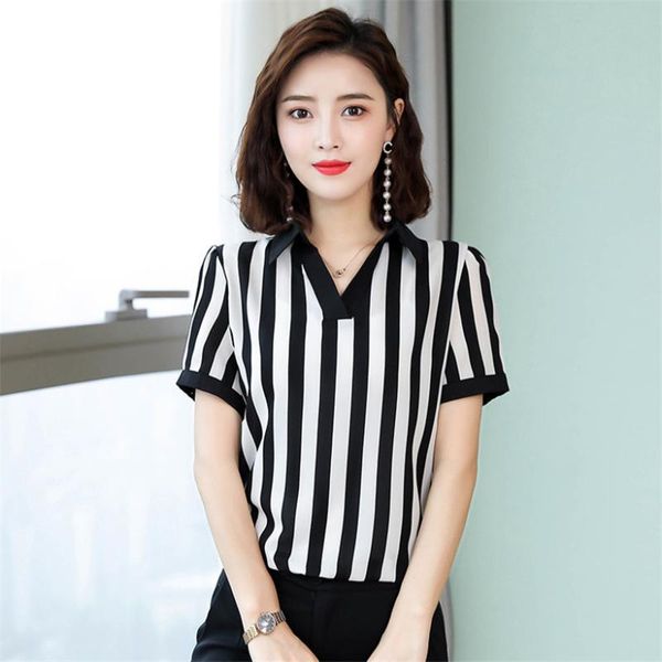 women's blouses & shirts 2021 blouse women classic striped female loose blusas summer ladies office simple v-neck top, White
women's blouses & shirts 2021 blouse women classic striped female loose blusas summer ladies office simple v-neck top, White