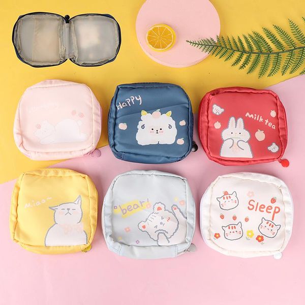 storage bags 1pcs women portable cute tampon bag multi-purpose sanitary pad cosmetic headphone case coin purse
