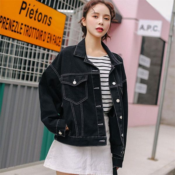 women's jackets hzirip 2021 fashion loose casual stylish denim basic outerwear black autumn vintage jeans all-match cardigans coat, Black;brown
women's jackets hzirip 2021 fashion loose casual stylish denim basic outerwear black autumn vintage jeans all-match cardigans coat, Black;brown