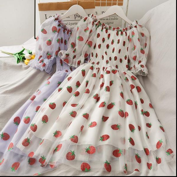 sequins strawberry dress women printed high waist mid length mesh female elegant party dress puff sleeve princess women dress, Black;gray
sequins strawberry dress women printed high waist mid length mesh female elegant party dress puff sleeve princess women dress, Black;gray