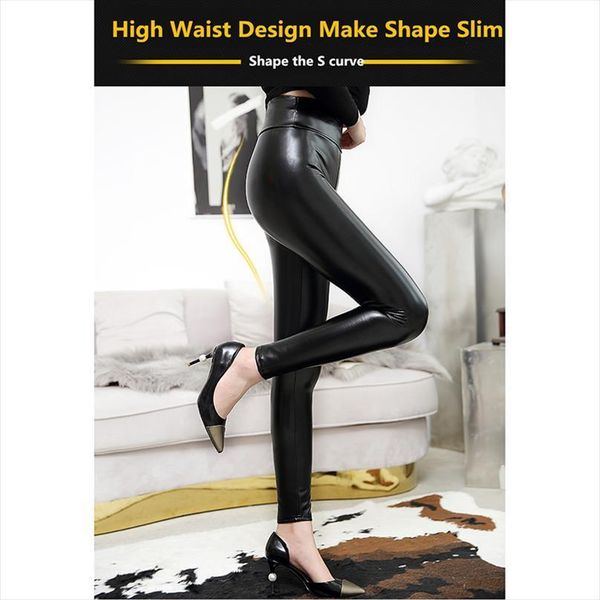 fashion high waist pants pvc womens legging leather waterproof latex stretchable light female casual trousers, Black
fashion high waist pants pvc womens legging leather waterproof latex stretchable light female casual trousers, Black