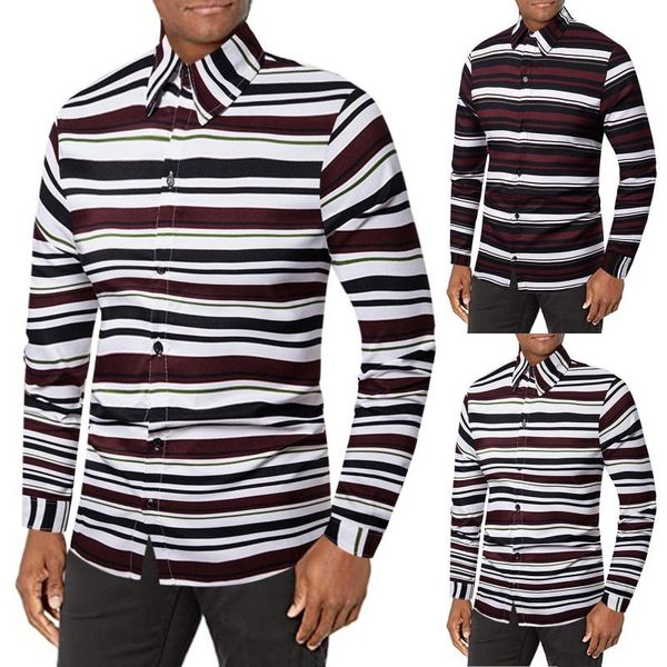 men's casual shirts long striped fashion sleeve collar turn-down blouse printed shirt men, White;black
men's casual shirts long striped fashion sleeve collar turn-down blouse printed shirt men, White;black