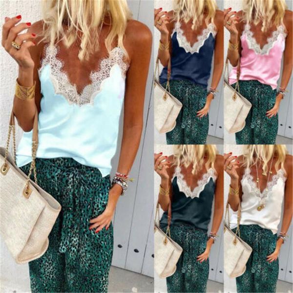 2021 v-neck casual women satin silk v neck lace vest tank vest blouse, White
2021 v-neck casual women satin silk v neck lace vest tank vest blouse, White
