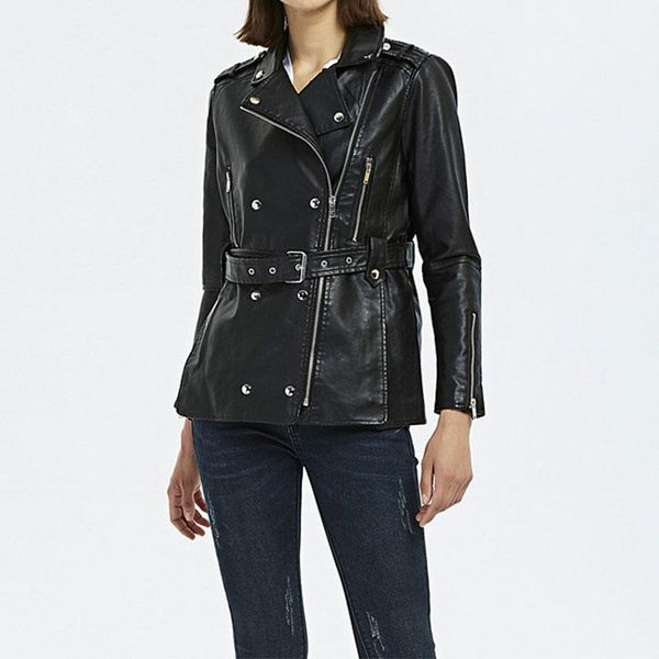 women's jackets missord women leather punk streetwear black solid color loose long sleeve outwear female jacket coats with belt ms074, Black;brown
women's jackets missord women leather punk streetwear black solid color loose long sleeve outwear female jacket coats with belt ms074, Black;brown