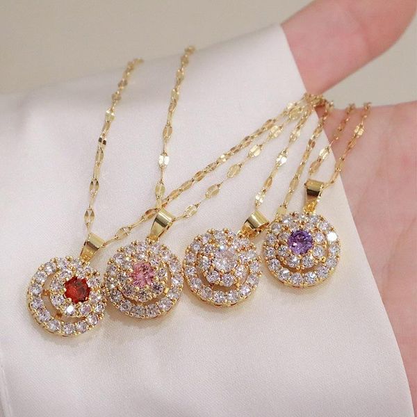 pendant necklaces stainless steel round crystal necklace for women fashion temperament pendants good quality wedding party jewelry gifts ht1, Silver
pendant necklaces stainless steel round crystal necklace for women fashion temperament pendants good quality wedding party jewelry gifts ht1, Silver