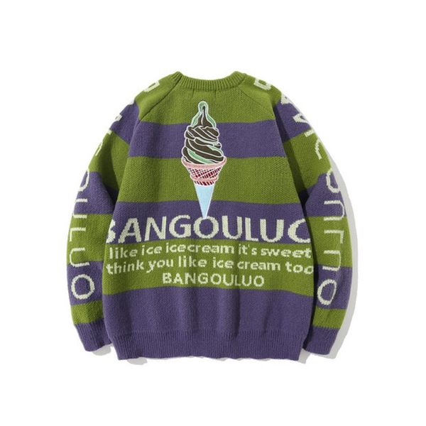 men's sweaters 2021 winter ice print cute retro green striped sweater men harajuku fashion casual women pullovers korean clothes suete, White;black
men's sweaters 2021 winter ice print cute retro green striped sweater men harajuku fashion casual women pullovers korean clothes suete, White;black