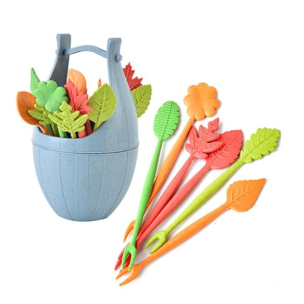 17pcs eco-friendly biodegradable leaves fruit forks with holder salad fruit picks cocktail sticks kitchen accessories (bl
17pcs eco-friendly biodegradable leaves fruit forks with holder salad fruit picks cocktail sticks kitchen accessories (bl