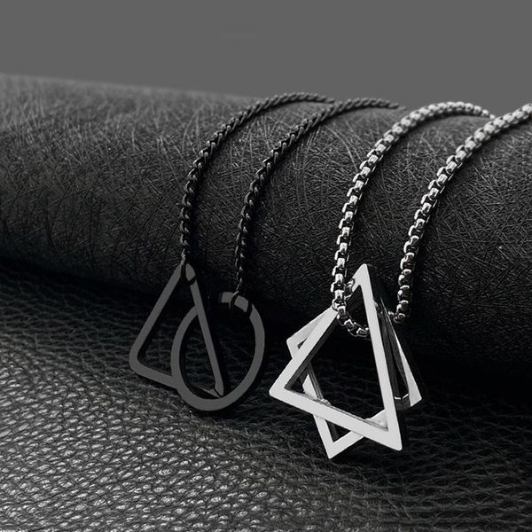 pendant necklaces fashion triangle square set couple jewelry men and women titanium steel necklace, Silver
pendant necklaces fashion triangle square set couple jewelry men and women titanium steel necklace, Silver