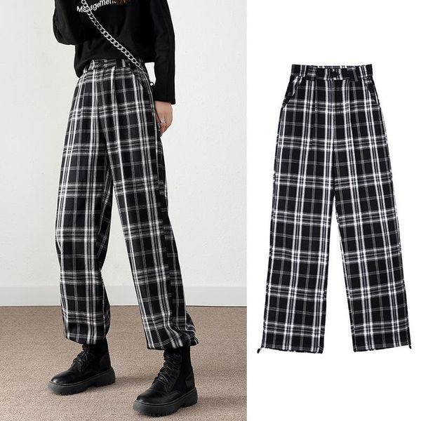 women's pants & capris 2021 spring autumn casual fashionable wide leg women high waist trousers chic lattice loose for ladies, Black;white
women's pants & capris 2021 spring autumn casual fashionable wide leg women high waist trousers chic lattice loose for ladies, Black;white