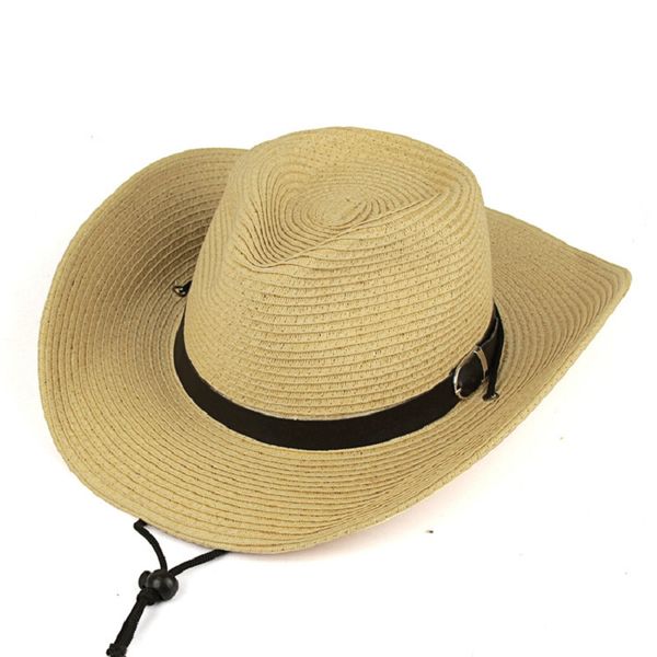 straw cowboy hat with leather belt jazz hats panama cap summer solid adjustable chin strap caps for man and women, Blue;gray
straw cowboy hat with leather belt jazz hats panama cap summer solid adjustable chin strap caps for man and women, Blue;gray