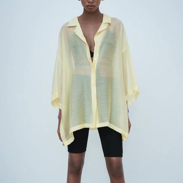 women's blouses & shirts 2021 organza semi-sheer summer shirt women long sleeve lapel collar front button plus size female high street, White
women's blouses & shirts 2021 organza semi-sheer summer shirt women long sleeve lapel collar front button plus size female high street, White