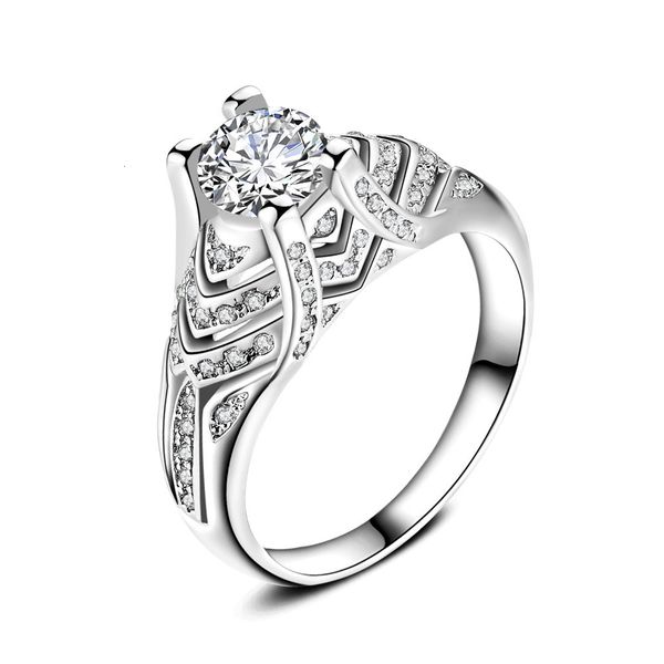 four claw micro inlaid women's ring creative main diamond shining zircon aaa, Silver
four claw micro inlaid women's ring creative main diamond shining zircon aaa, Silver