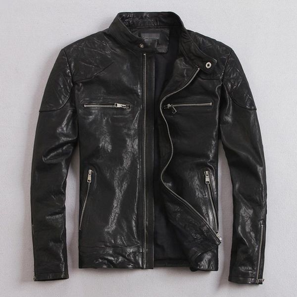 men's leather & faux 2021 spring autumn classic motor style genuine jacket fashion men casual real sheepskin biker coat b277, Black
men's leather & faux 2021 spring autumn classic motor style genuine jacket fashion men casual real sheepskin biker coat b277, Black