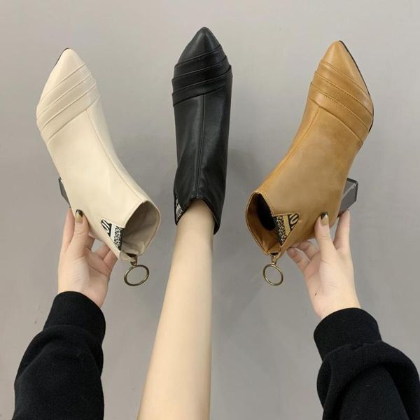 boots spring ankle for women casual shallow slip-on pointed toe high heels zipper shoes woman pu leather zapatos de mujer, Black
boots spring ankle for women casual shallow slip-on pointed toe high heels zipper shoes woman pu leather zapatos de mujer, Black