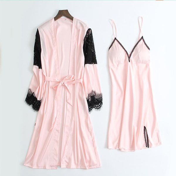 women's sleepwear summer lingerie nightwear casual home 2pcs set women satin sleep robe intimate lace v-collar daily wear, Black;red
women's sleepwear summer lingerie nightwear casual home 2pcs set women satin sleep robe intimate lace v-collar daily wear, Black;red