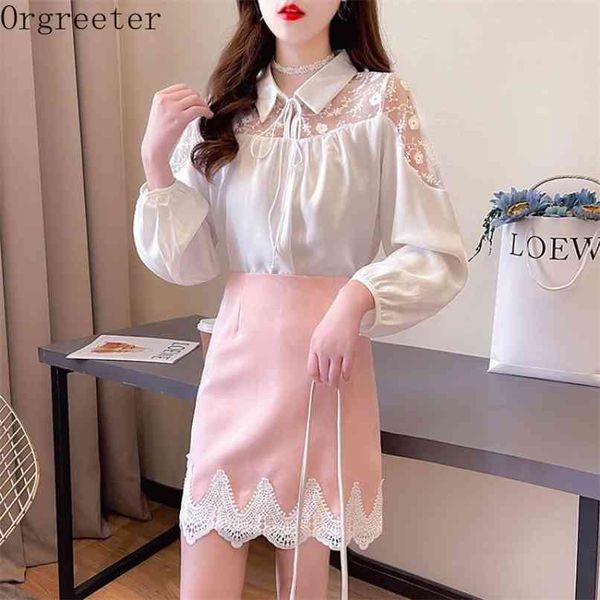 orgreeter elegant retro lace stitching chiffon shirt and bodycon mini skirt two piece sets female women's suits 210602, White
orgreeter elegant retro lace stitching chiffon shirt and bodycon mini skirt two piece sets female women's suits 210602, White