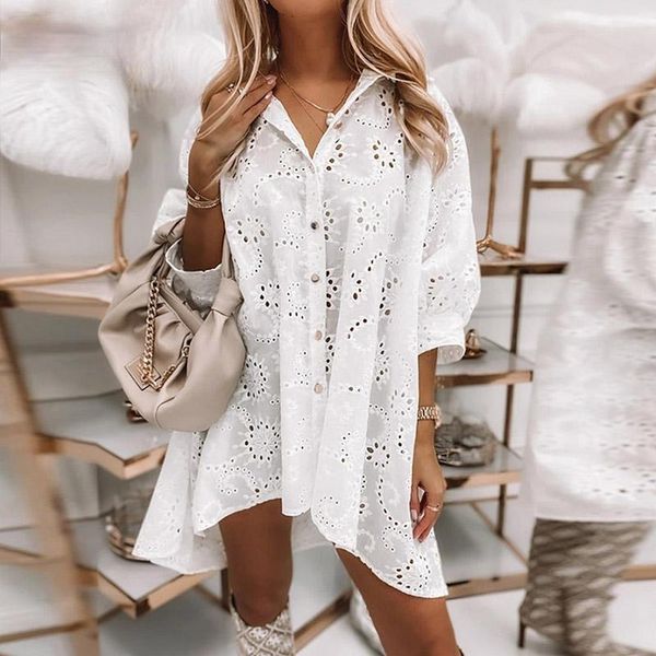casual dresses elegant women shirt dress 2021 summer turn-down buttons short sleeve mini hollow out embroidery party vestidos, Black;gray
casual dresses elegant women shirt dress 2021 summer turn-down buttons short sleeve mini hollow out embroidery party vestidos, Black;gray