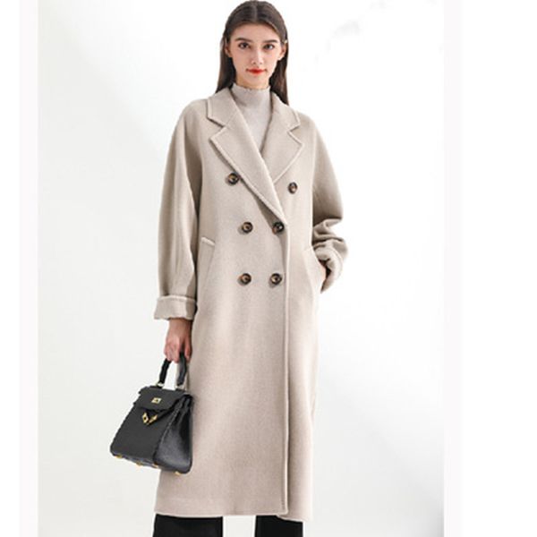 women wool blends fashion trend long coats fashion lapel neck long sleeve winter warm outerwear double breasted female long woolen coats, Black
women wool blends fashion trend long coats fashion lapel neck long sleeve winter warm outerwear double breasted female long woolen coats, Black