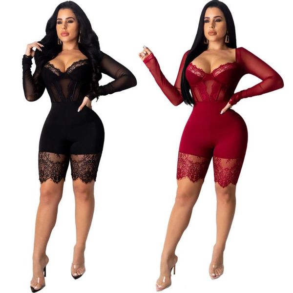 women's jumpsuits & rompers echoine lace patchwork transparent playsuit skinny bodycon bodysuit long sleeve v-neck club outfits body fe, Black;white
women's jumpsuits & rompers echoine lace patchwork transparent playsuit skinny bodycon bodysuit long sleeve v-neck club outfits body fe, Black;white