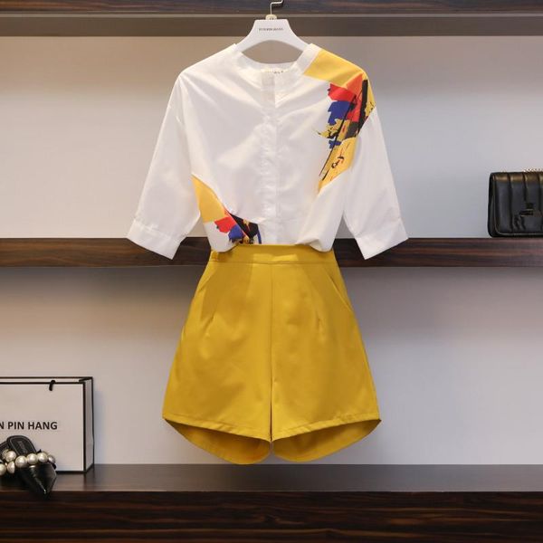 women's tracksuits jsxdhk women shorts suits plus size summer printed irregula short sleeve loose shirt blouse + yellow wide-leg 2 pcs, Gray
women's tracksuits jsxdhk women shorts suits plus size summer printed irregula short sleeve loose shirt blouse + yellow wide-leg 2 pcs, Gray