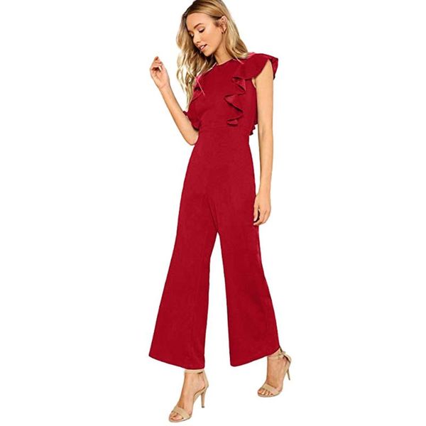 women's jumpsuits & rompers women jumpsuit casual sleeveless ruffles trim wide leg high waist long romper 2021 c0416, Black;white
women's jumpsuits & rompers women jumpsuit casual sleeveless ruffles trim wide leg high waist long romper 2021 c0416, Black;white