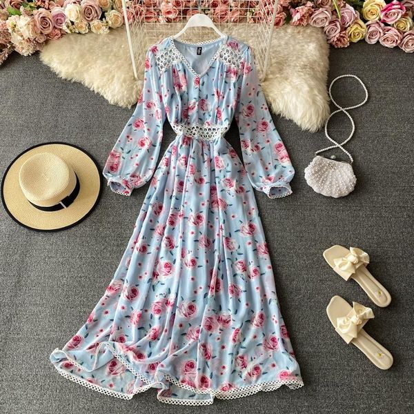 women's hollow out chiffon long dress vintage v-neck blue/beige/pink floral printed long sleeve vestidos fashion spring autumn, Black;gray
women's hollow out chiffon long dress vintage v-neck blue/beige/pink floral printed long sleeve vestidos fashion spring autumn, Black;gray