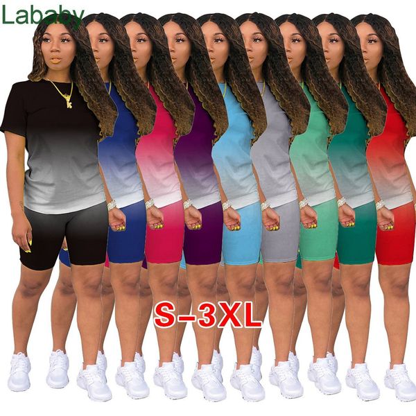 gradient women tracksuit designer 2 piece pants set casual sports short sleeve t-shirt biker shorts suits plus size lady clothes 2021, Gray
gradient women tracksuit designer 2 piece pants set casual sports short sleeve t-shirt biker shorts suits plus size lady clothes 2021, Gray