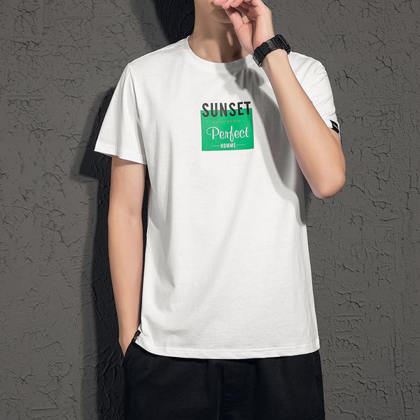 20 years new men's t-shirt leisure korean fashion fit upper body summer short sleeve, White;black
20 years new men's t-shirt leisure korean fashion fit upper body summer short sleeve, White;black