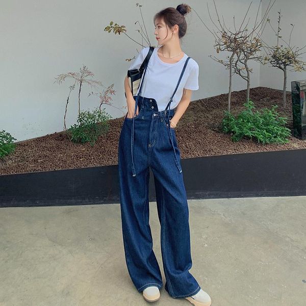 women's jeans for women fashion irregular loose causal high waist suspender wide leg denim pants overalls and white t shirt 2 piece set, Blue
women's jeans for women fashion irregular loose causal high waist suspender wide leg denim pants overalls and white t shirt 2 piece set, Blue
