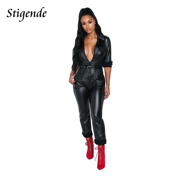 women's jumpsuits & rompers stigende women turn down collar faux leather jumpsuit long sleeve black pu bodycon pocket zipper party, Black;white
women's jumpsuits & rompers stigende women turn down collar faux leather jumpsuit long sleeve black pu bodycon pocket zipper party, Black;white