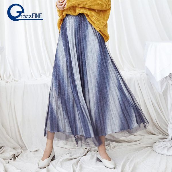 skirts spring autumn fashion women's high waist pleated blue gradient long half length elastic skirt promotions korean, Black
skirts spring autumn fashion women's high waist pleated blue gradient long half length elastic skirt promotions korean, Black