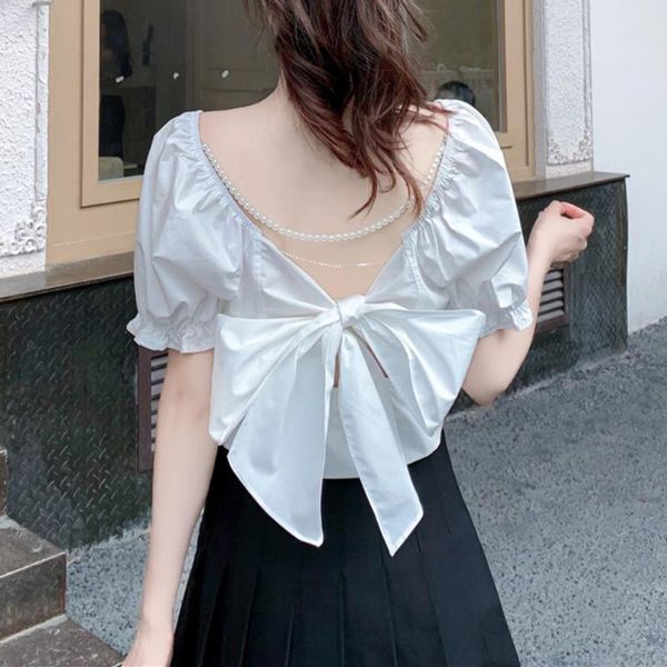 women's blouses & shirts summer white kawaii casual blouse women bow design backless sweet mini shirt korean chic party y2k
women's blouses & shirts summer white kawaii casual blouse women bow design backless sweet mini shirt korean chic party y2k