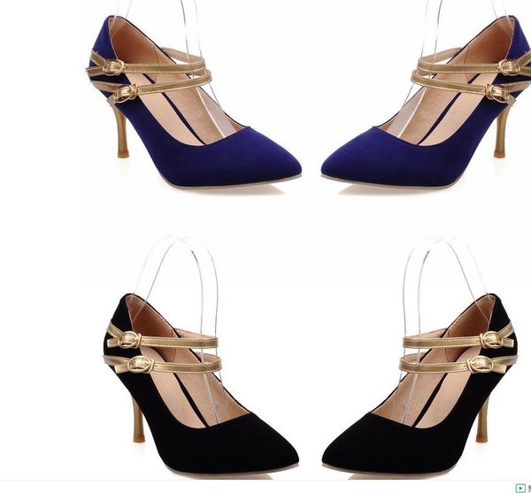 suede women's shoes in spring and autumn high fine heel pointed end, Black 
suede women's shoes in spring and autumn high fine heel pointed end, Black