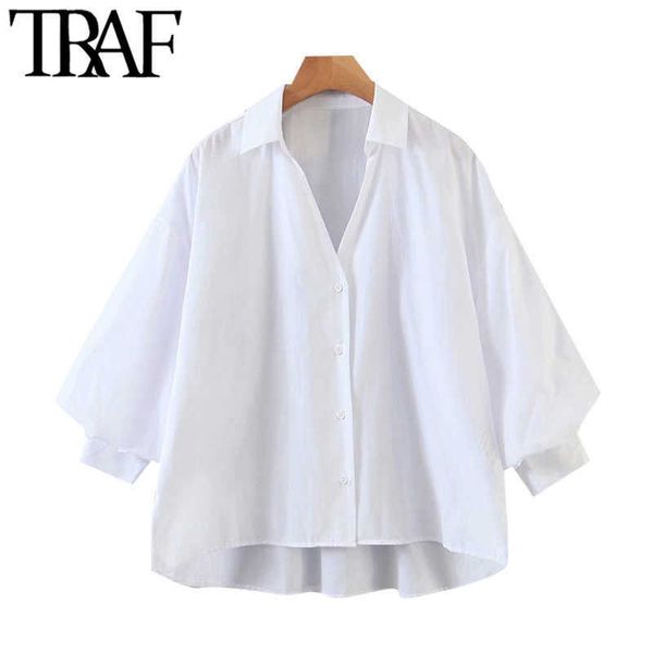 traf women fashion button-up loose irregular blouses vintage lantern sleeve side vents female shirts blusas chic 210721, White
traf women fashion button-up loose irregular blouses vintage lantern sleeve side vents female shirts blusas chic 210721, White