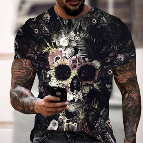 black skull men's 3d print t-shirt short sleeve tough guy style halloween loose hip hop rock party street punk gothic crew neck summer, White;black
black skull men's 3d print t-shirt short sleeve tough guy style halloween loose hip hop rock party street punk gothic crew neck summer, White;black