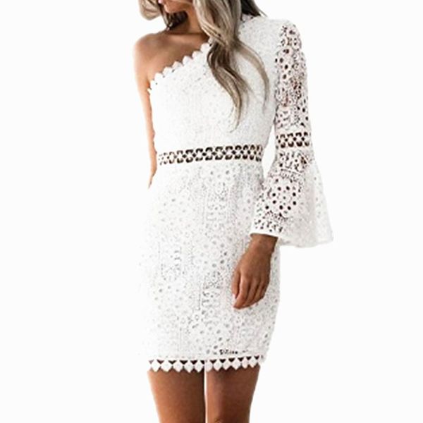 casual dresses women white lace dress 2021 summer one shoulder hollow out ladies party club flare sleeve robe vestidos female, Black;gray
casual dresses women white lace dress 2021 summer one shoulder hollow out ladies party club flare sleeve robe vestidos female, Black;gray