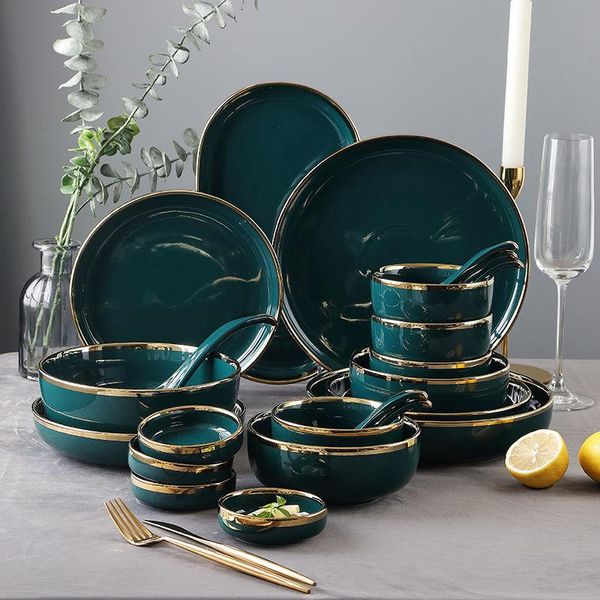 dishes & plates nordic light luxury golden border emerald ceramic tableware set dishes, and sets kitchen
dishes & plates nordic light luxury golden border emerald ceramic tableware set dishes, and sets kitchen