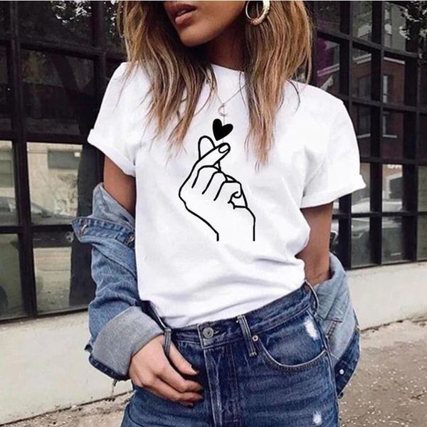 women short sleeve tees funny finger heart gesture love t shirt graphic print shirts girl t-shirts female tee shirts, White
women short sleeve tees funny finger heart gesture love t shirt graphic print shirts girl t-shirts female tee shirts, White
