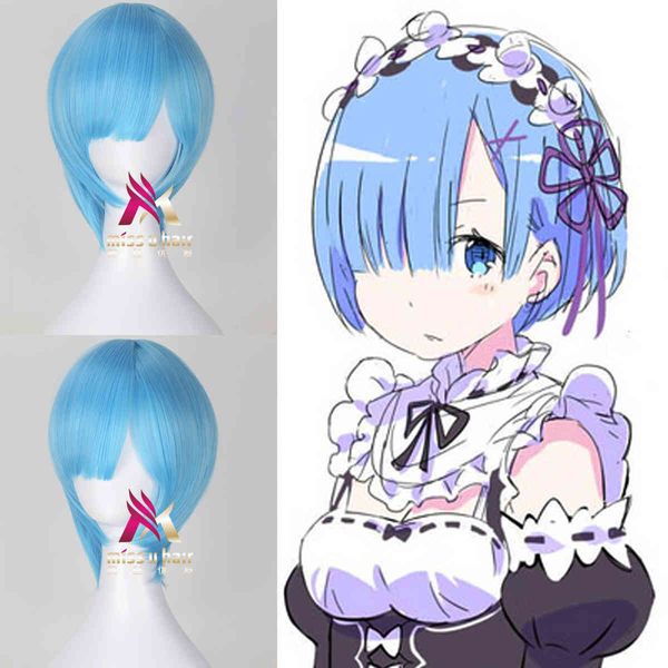 meisi youfa's different world life from scratch rem cosplay animation wig, Black