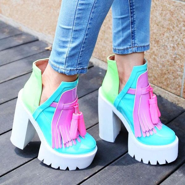 new fashion women platform ultra high heels europe and america style splicing thick heel tassel women shoes, Black
new fashion women platform ultra high heels europe and america style splicing thick heel tassel women shoes, Black