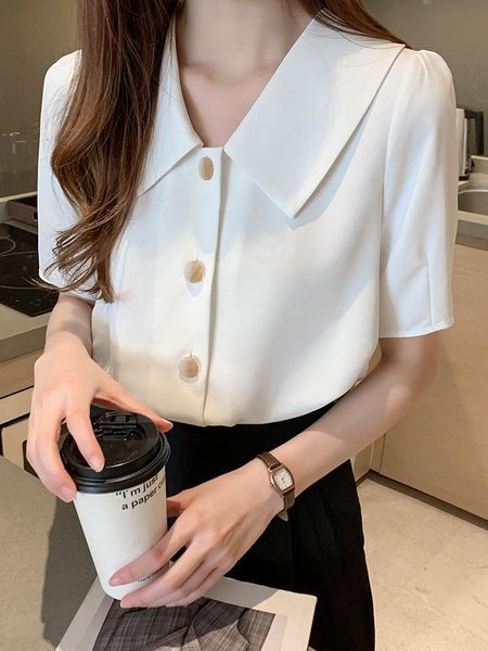 women's blouses & shirts 2021 short sleeve vintage girls clothing chiffon women fashion ladies shirt female loose, White
women's blouses & shirts 2021 short sleeve vintage girls clothing chiffon women fashion ladies shirt female loose, White